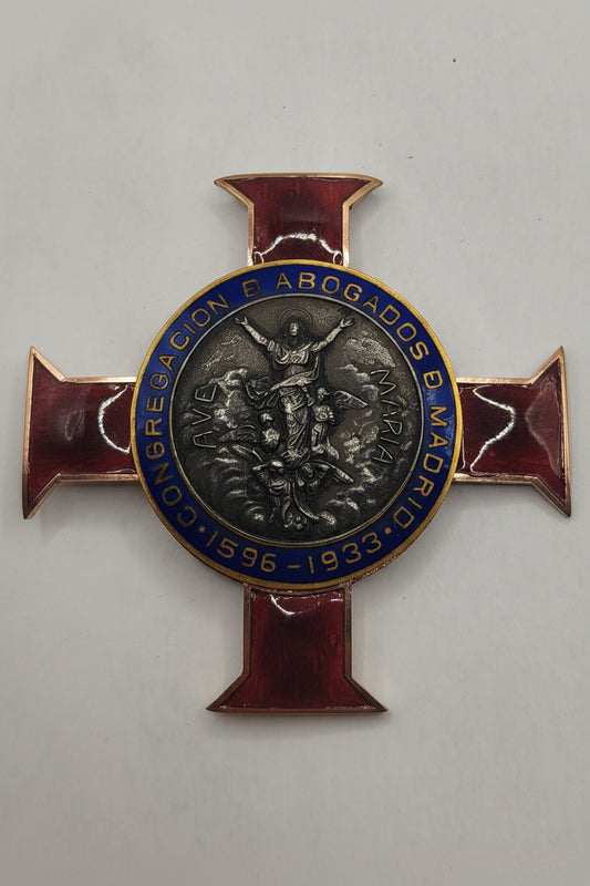 Placa cruz Colegio Abogados de Madrid. II República España. 1933