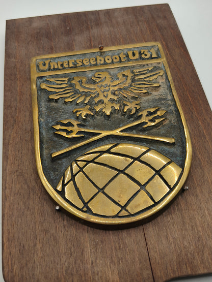 Uboot Conmemorative Plaque, Unterseeboot U31, Germany.