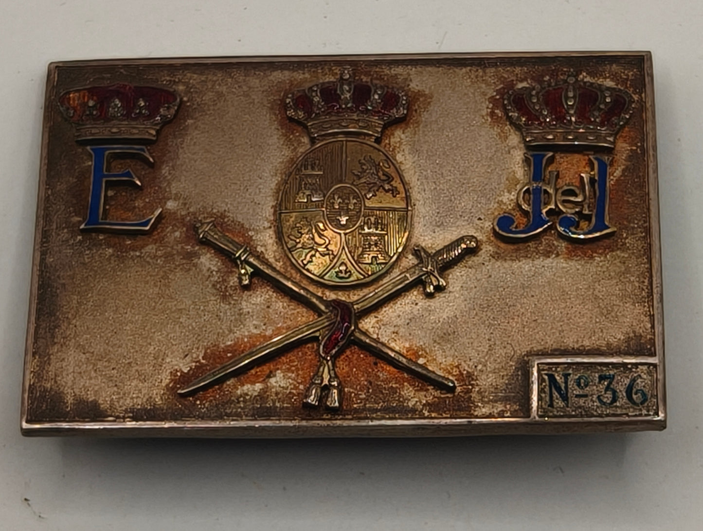 Spanish Royal House Badge, made in silver and enamels. Spain Alphonso XIII period.