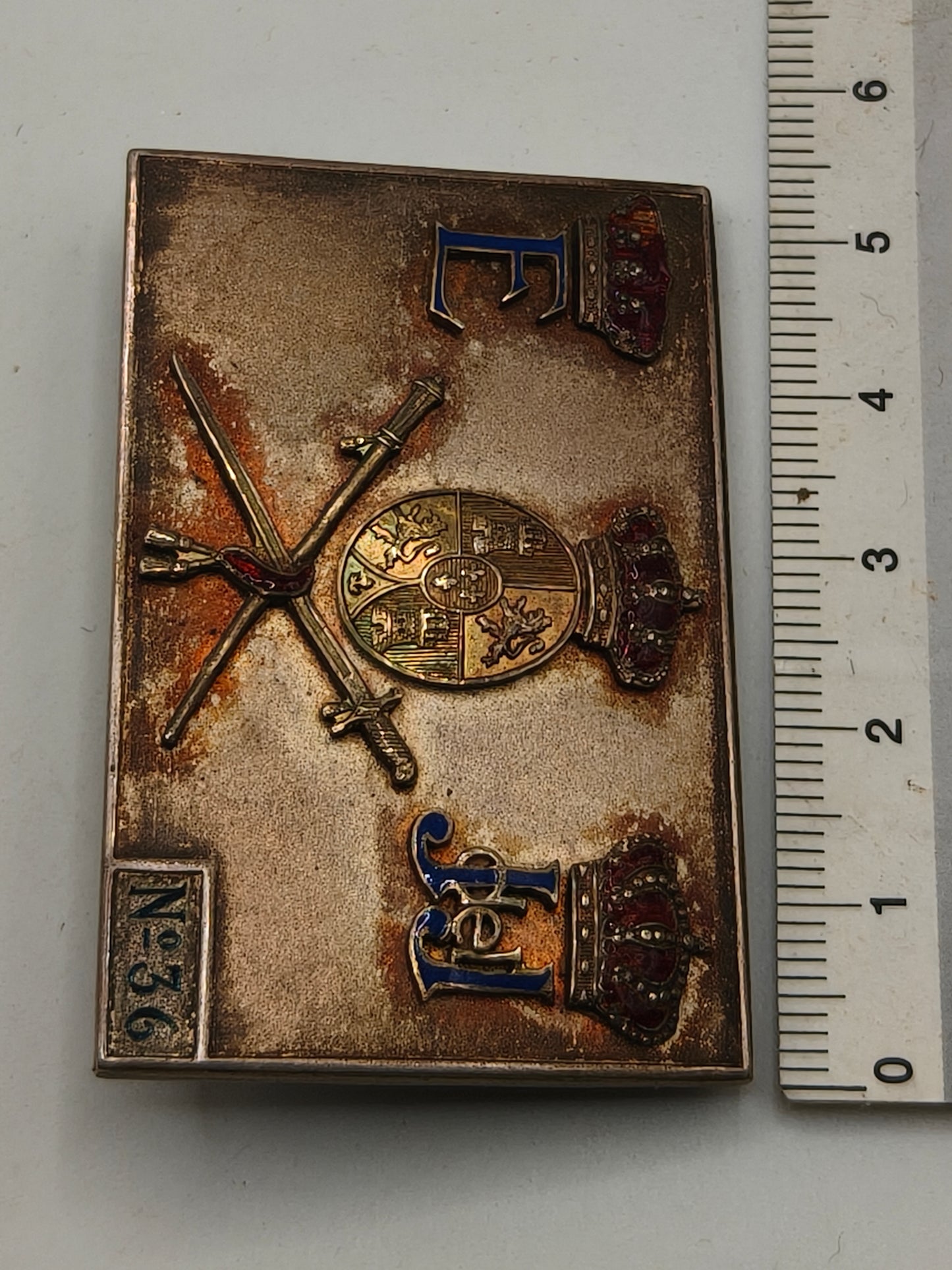 Spanish Royal House Badge, made in silver and enamels. Spain Alphonso XIII period.