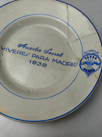 Winter Relief Tinnies Plate, 1939. Spanish Civil War.