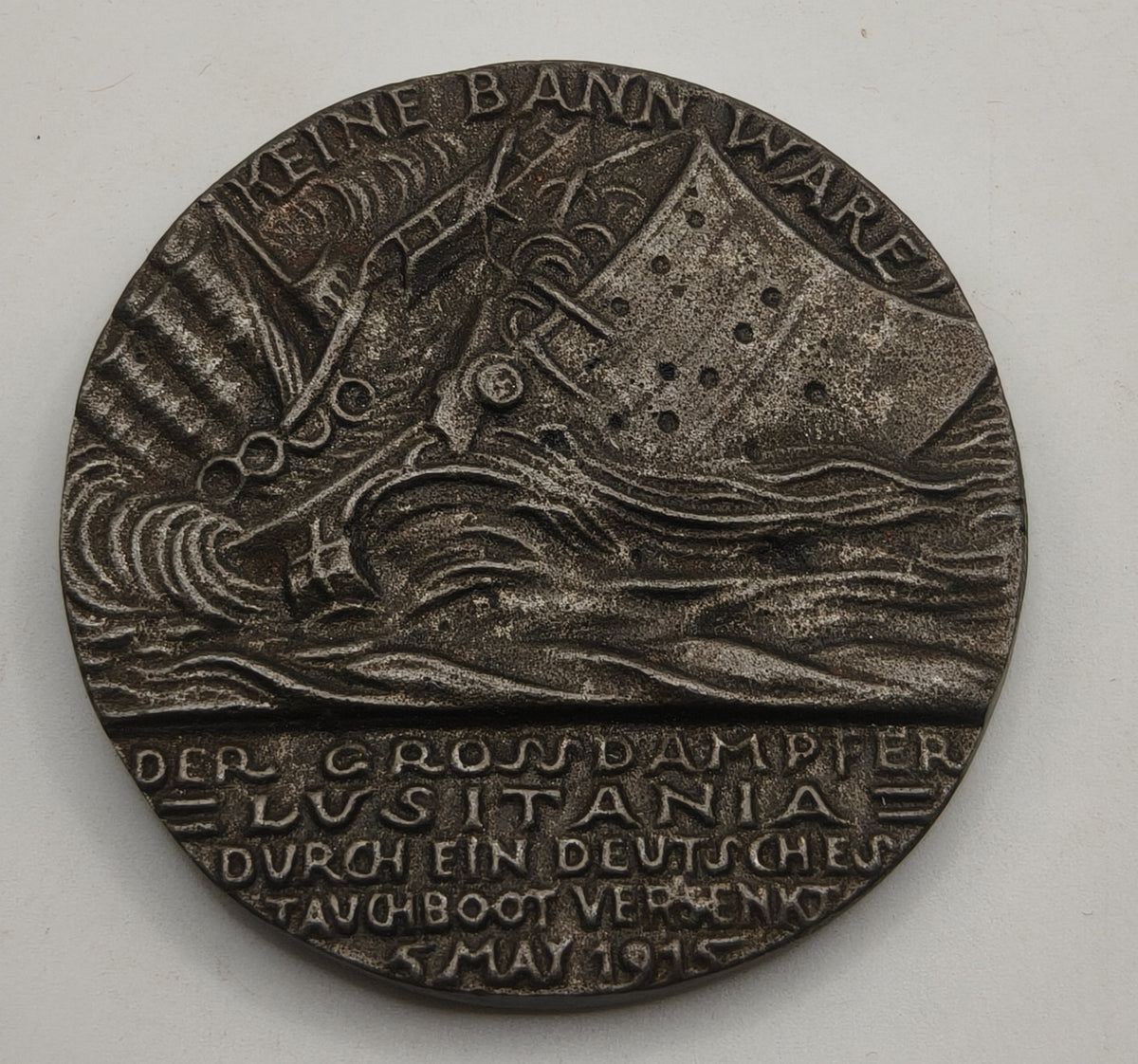 Medal of sinking of the RMS Lusitania. Germany IWW