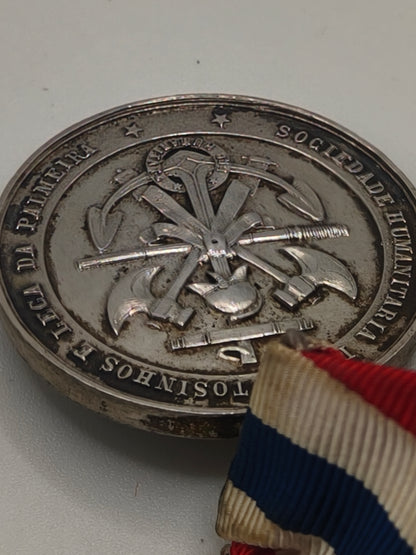 Fireman Merit Medal, Portugal, sterling silver.