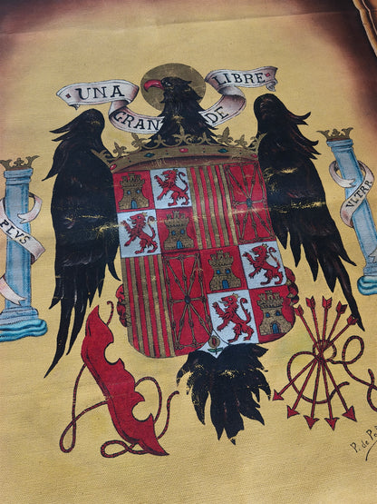 Tapiz Pintado Aguila de San Juan. Escudo España Franco.