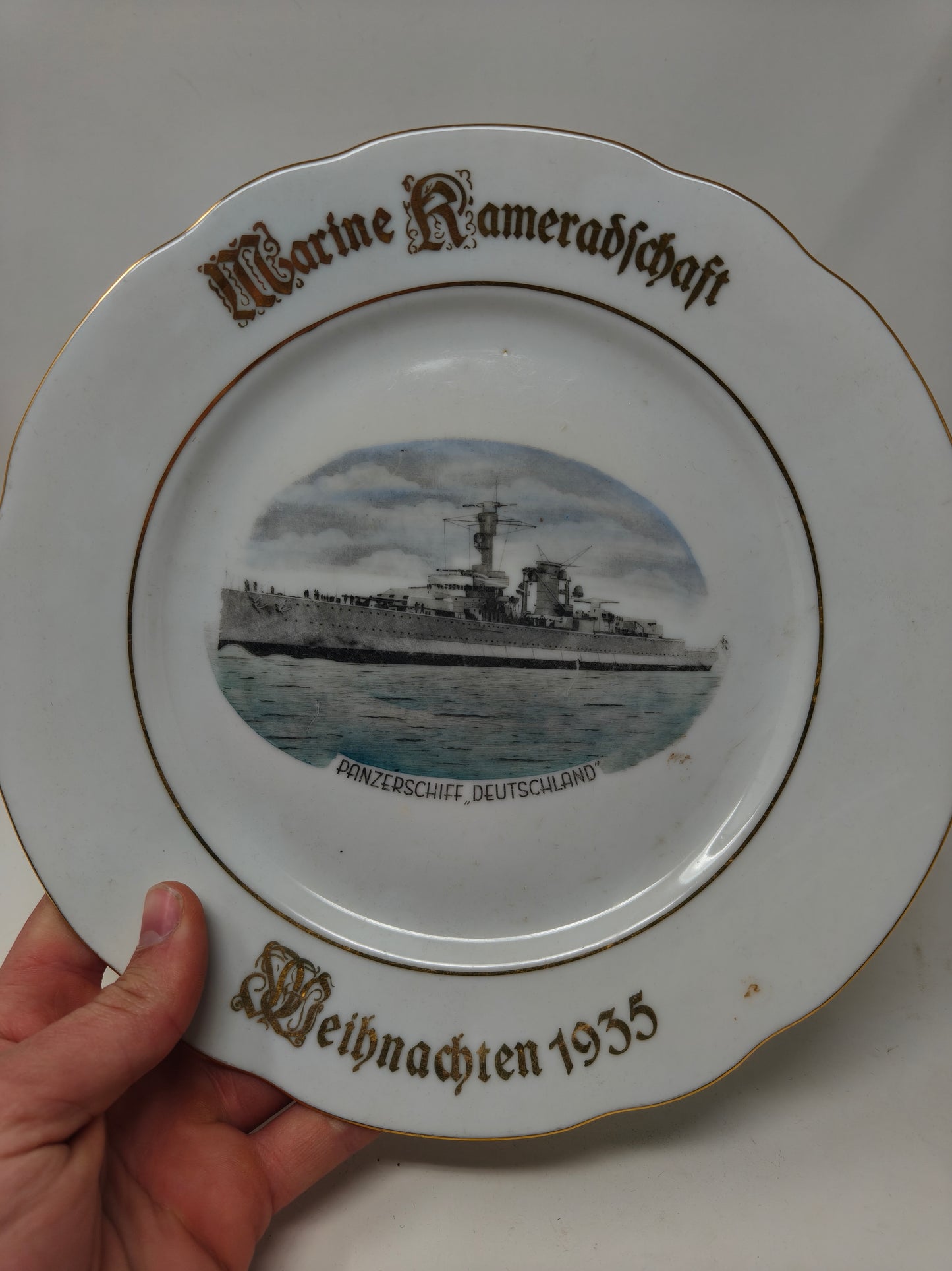 Plato Recuerdo Acorazado Deutschland 1935