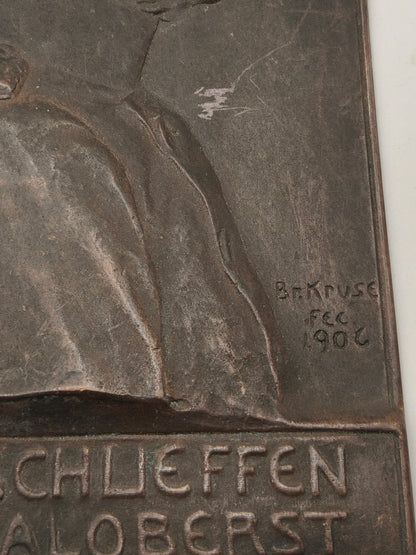 Count Schlieffen Colonel General Bronze Bronze Plaque. Germany IWW