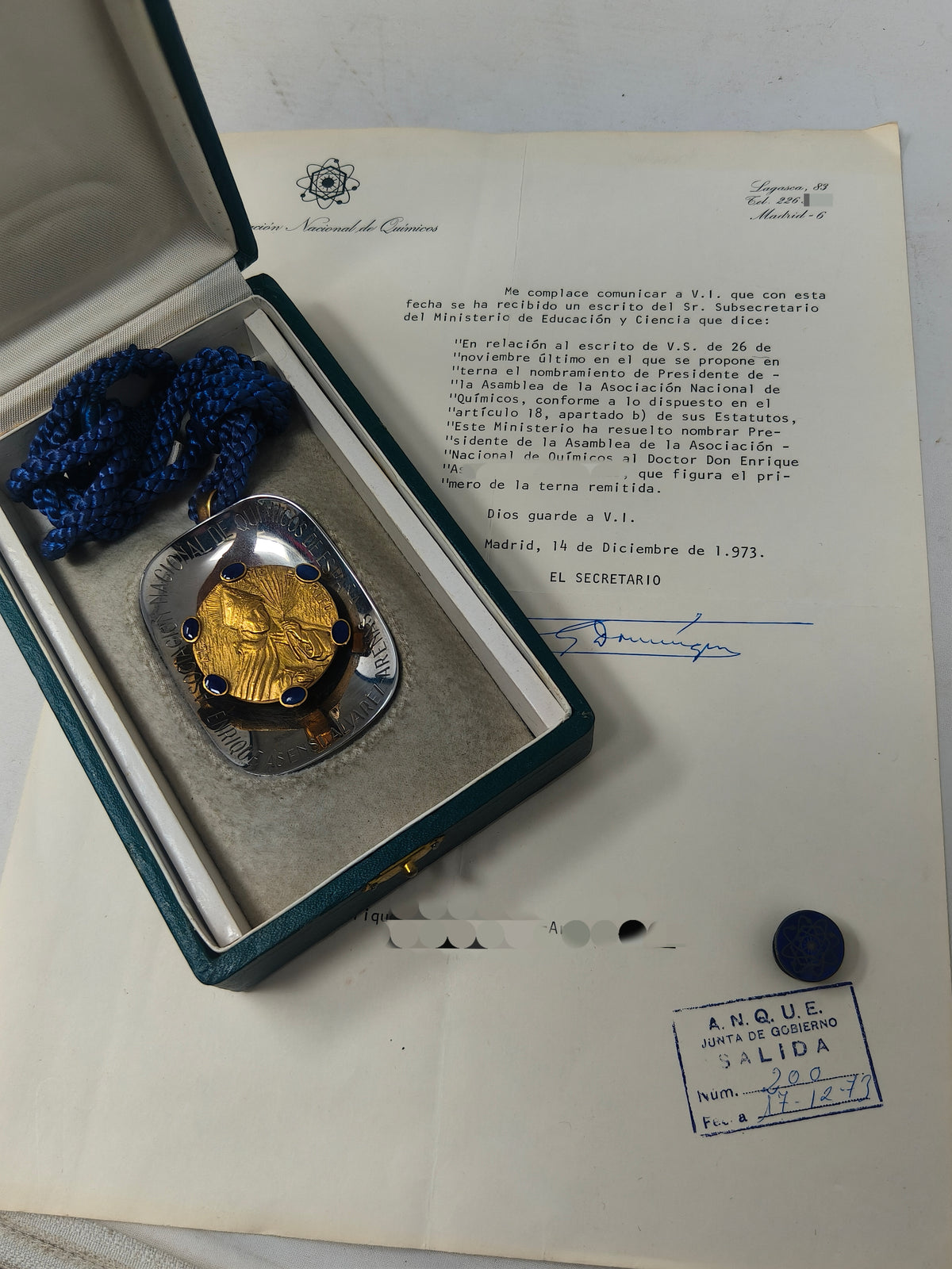 National Association of Chemists of Spain, Medal. Spain.