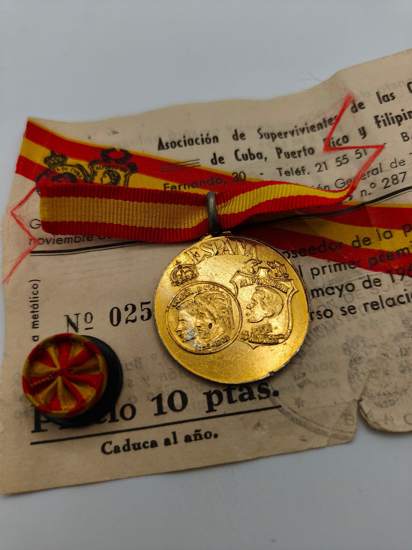 Medalla veteranos guerra de Cuba y Filipinas