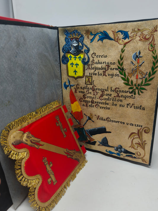 Album dedicado capitán General de Canarias a villa Cisneros Alejandro de Farnesio Legión