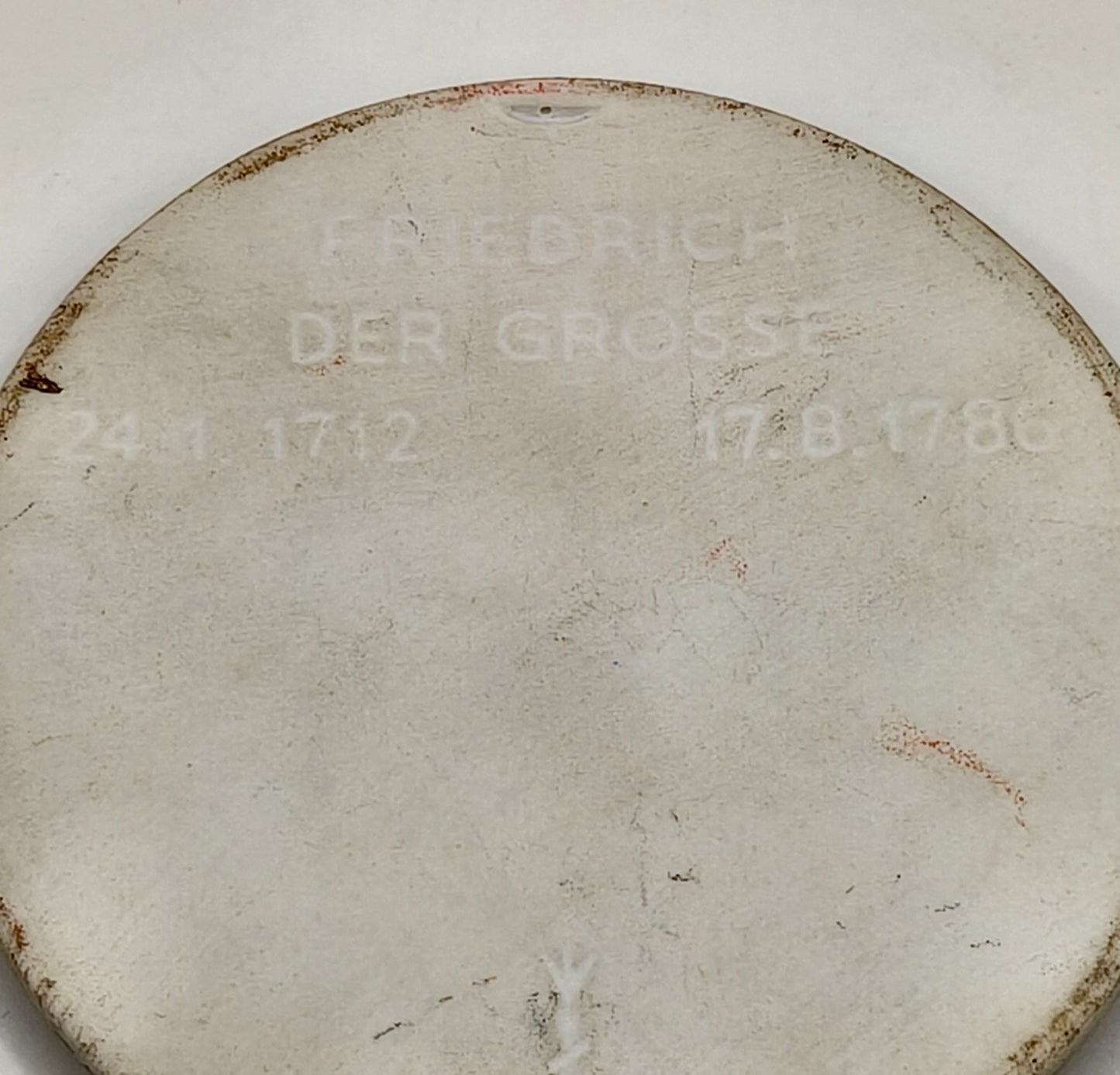 KPM Berlin white biscuit porcelain medallion. Frederick The Great