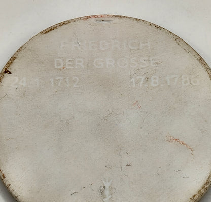 KPM Berlin white biscuit porcelain medallion. Frederick The Great