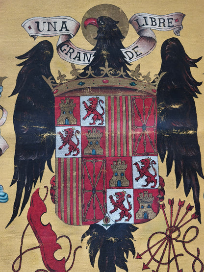 Tapiz Pintado Aguila de San Juan. Escudo España Franco.