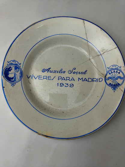 Winter Relief Tinnies Plate, 1939. Spanish Civil War.