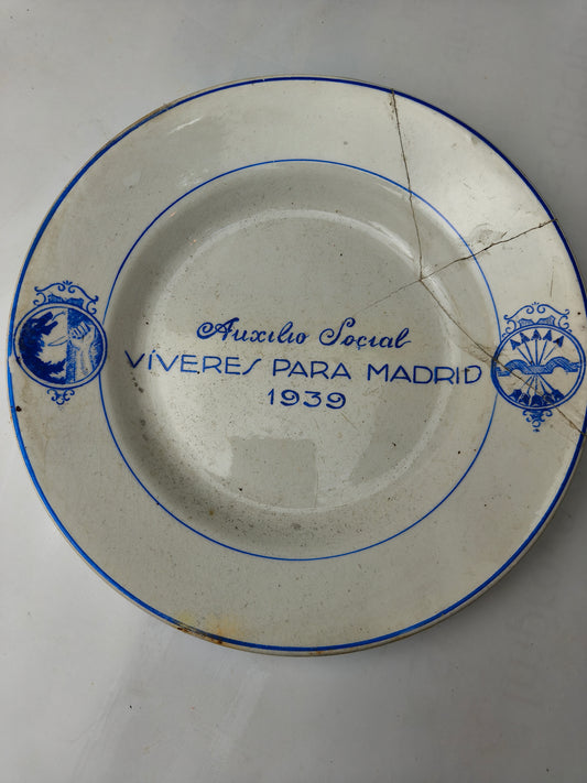 Winter Relief Tinnies Plate, 1939. Spanish Civil War.