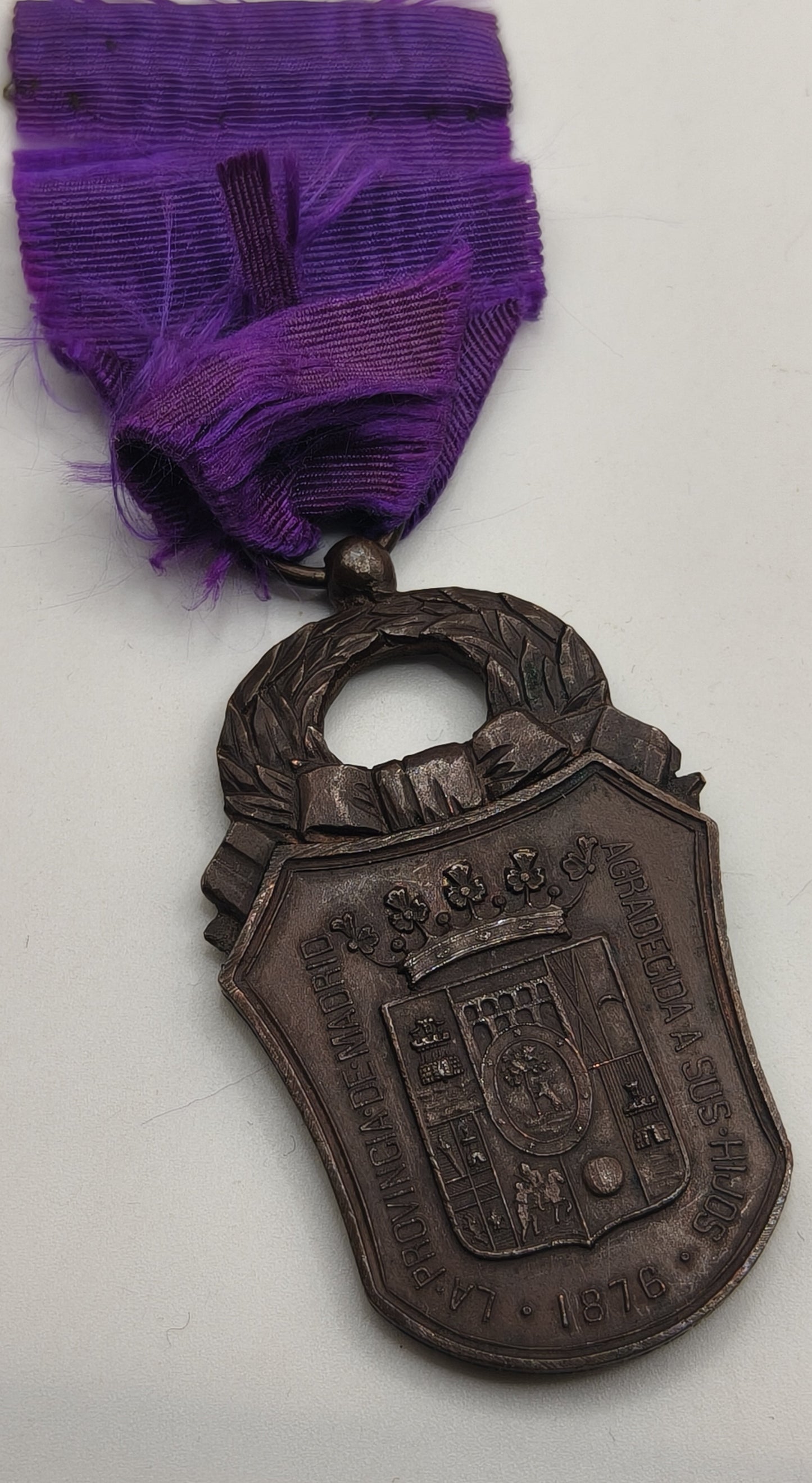 Madrid Medal of Gratitude. Alphonso XII 1876.