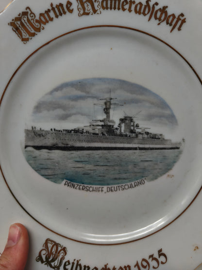 Plato Recuerdo Acorazado Deutschland 1935