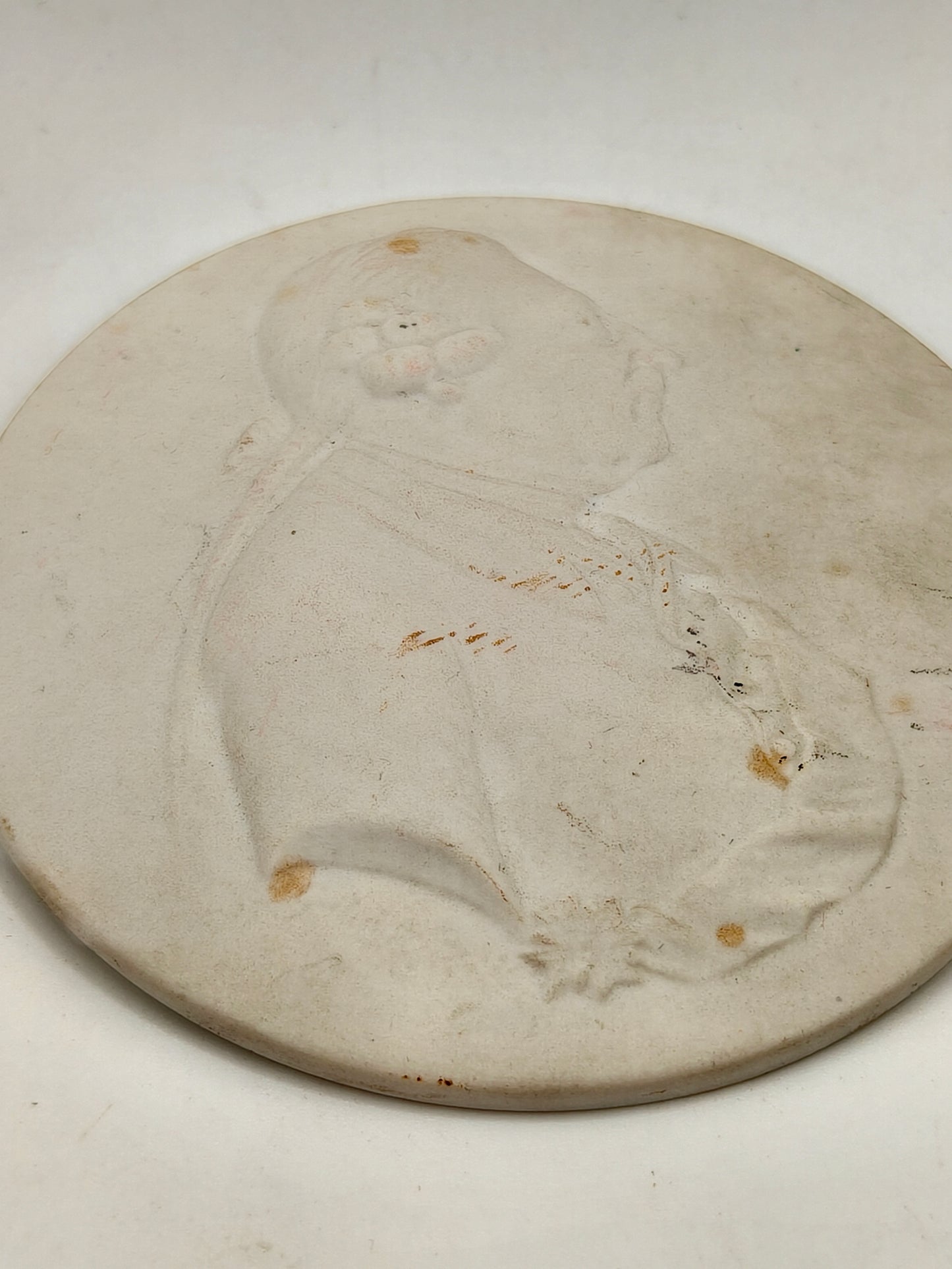 KPM Berlin white biscuit porcelain medallion. Frederick The Great