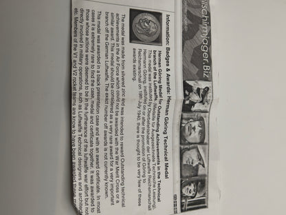 Goering Luftwaffe Technical Merit Plaque. IIWW Germany.