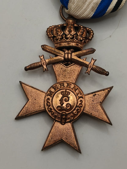 Bavarian Military Order Medal with swords and crown.