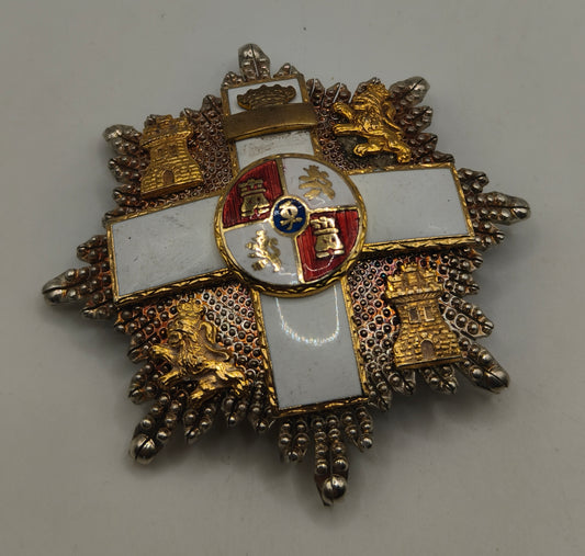 Cruz placa al Mérito Militar orden distintivo blanco. Época Franco España.