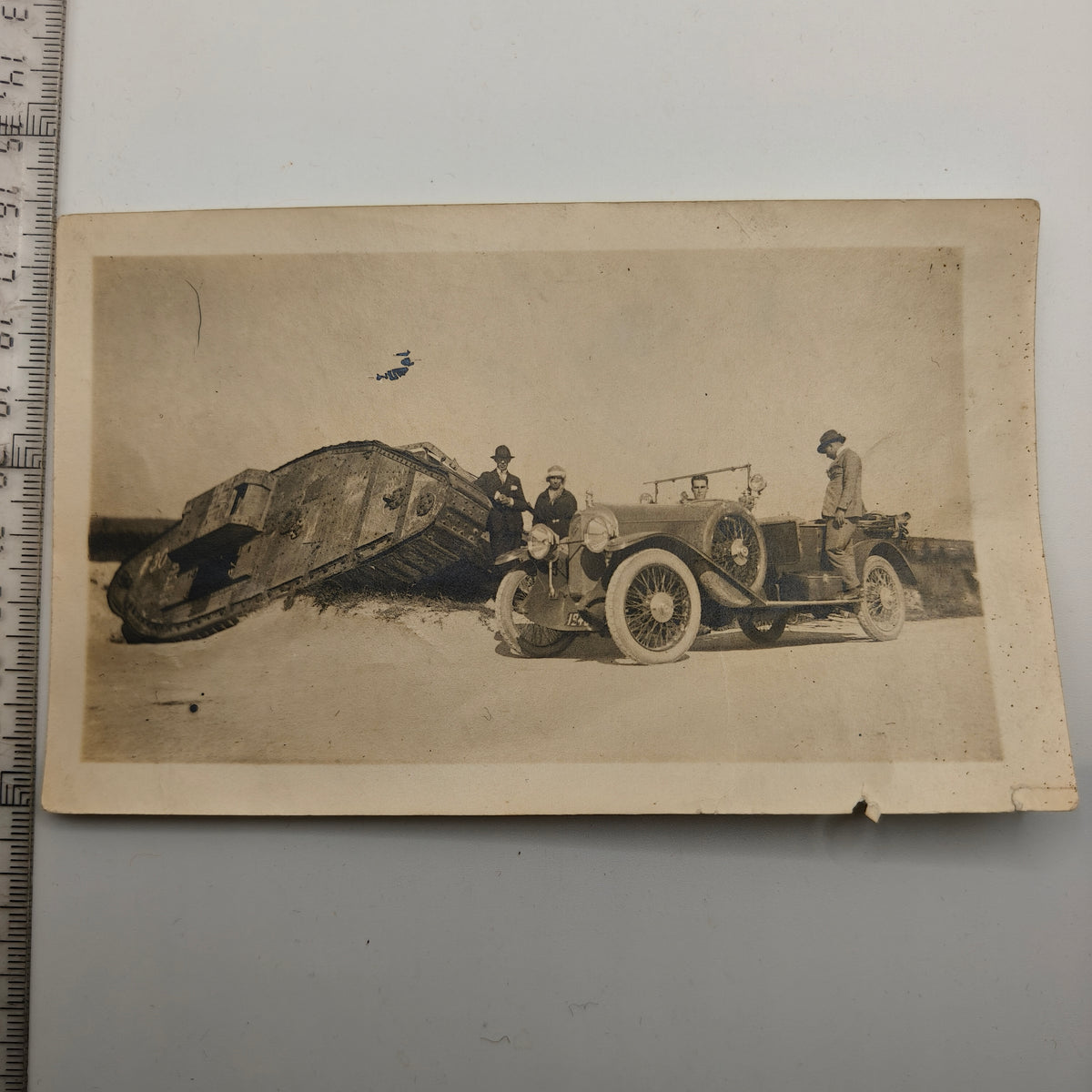 IWW German Tank and Card. Original.
