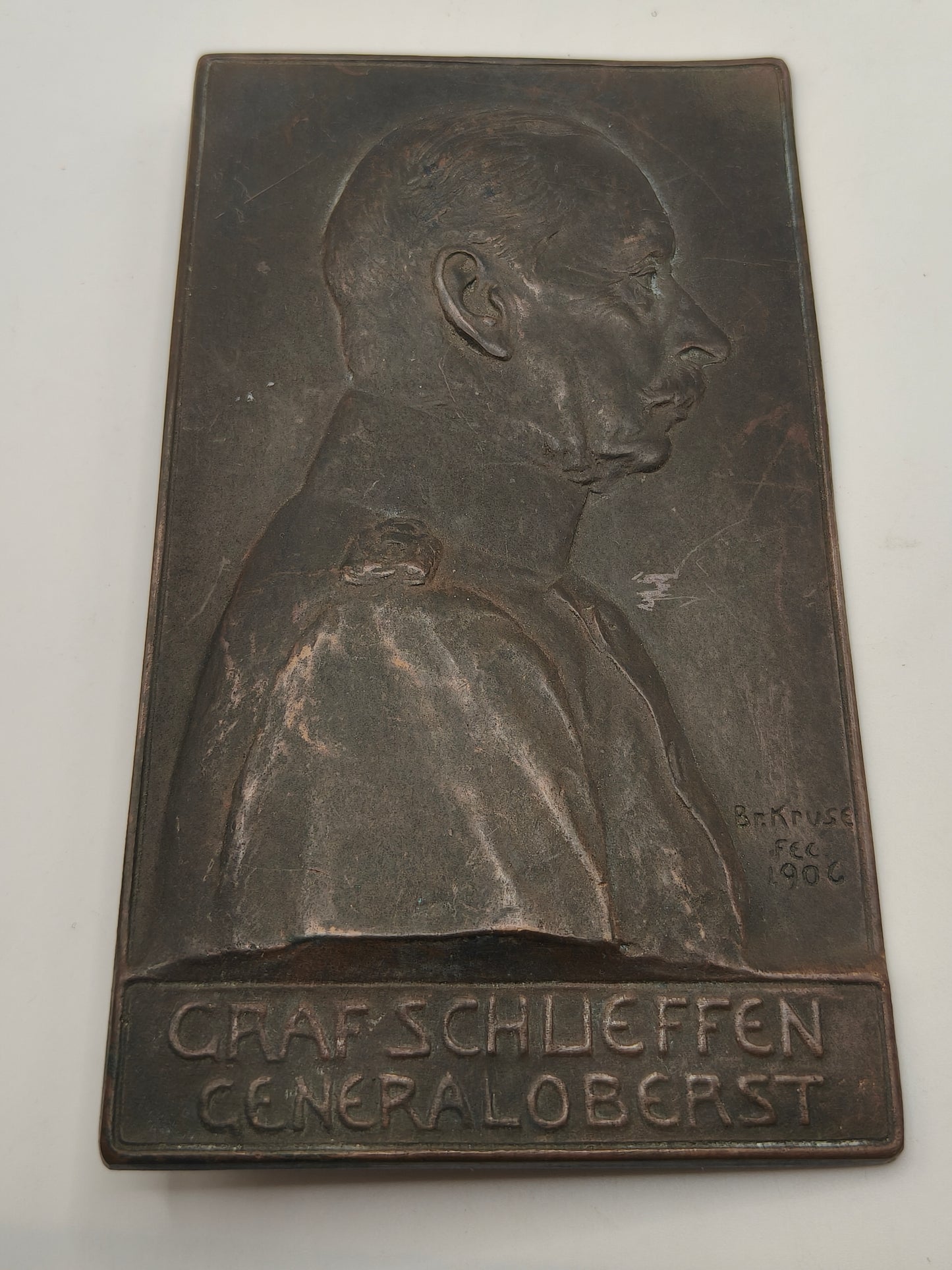 Count Schlieffen Colonel General Bronze Bronze Plaque. Germany IWW