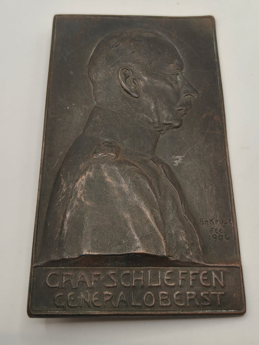 Count Schlieffen Colonel General Bronze Bronze Plaque. Germany IWW