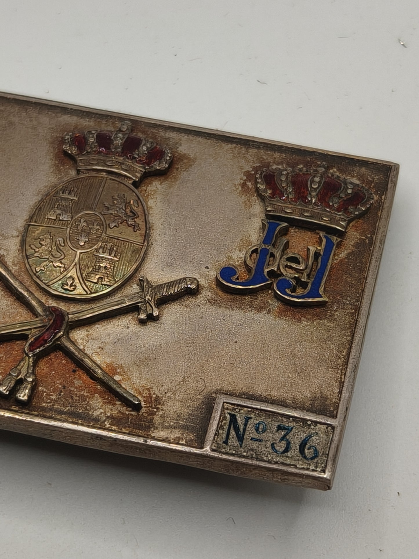 Spanish Royal House Badge, made in silver and enamels. Spain Alphonso XIII period.