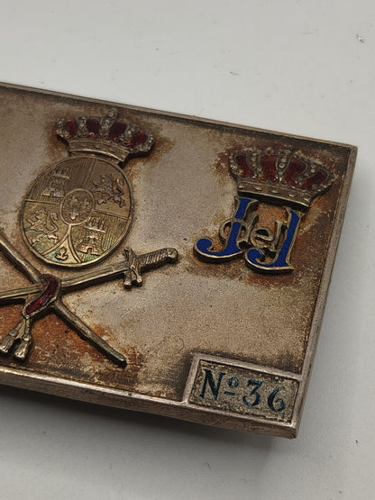 Spanish Royal House Badge, made in silver and enamels. Spain Alphonso XIII period.