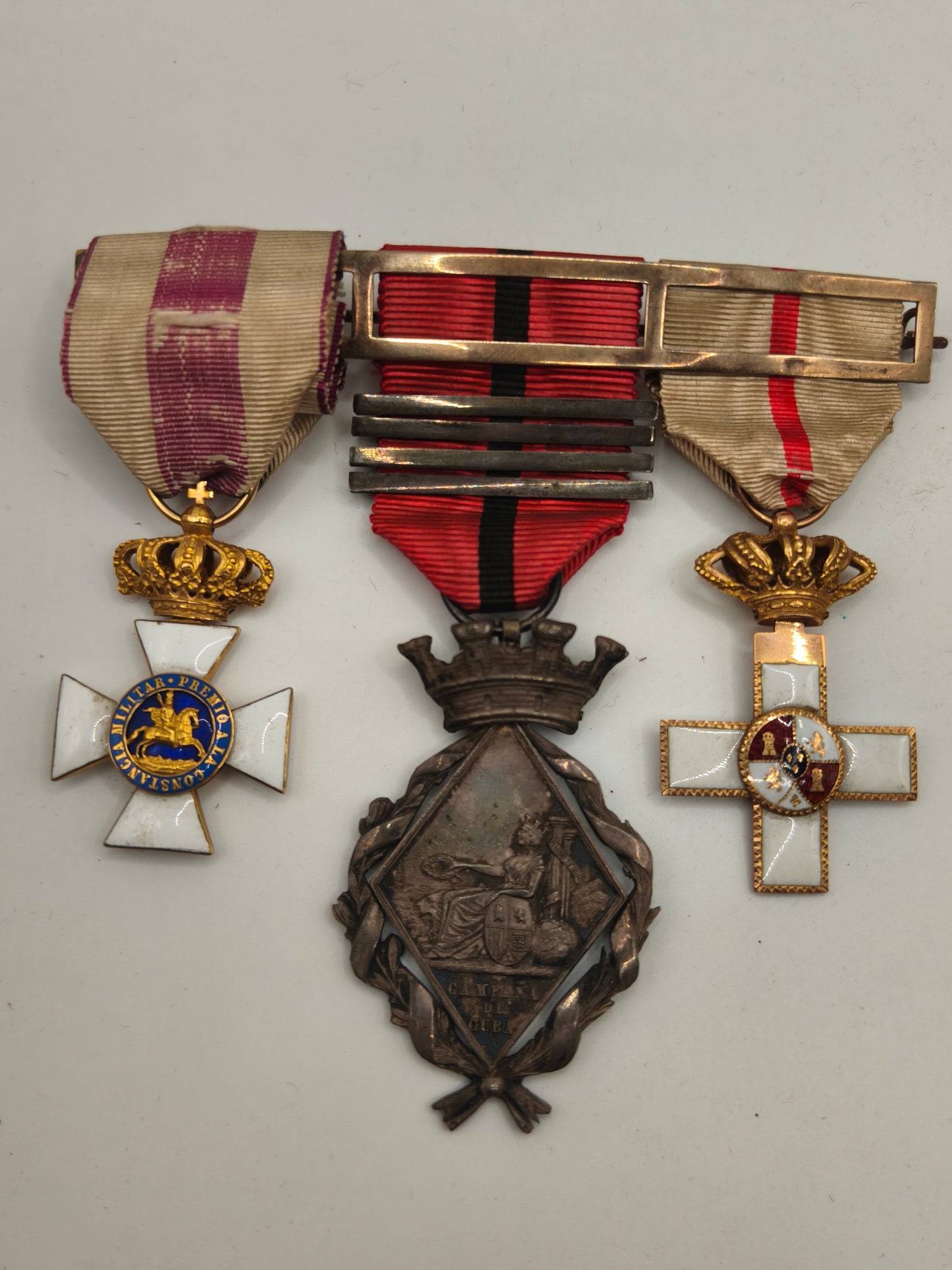 Pasador Medallas Guerra de Cuba I República. Mérito militar en oro