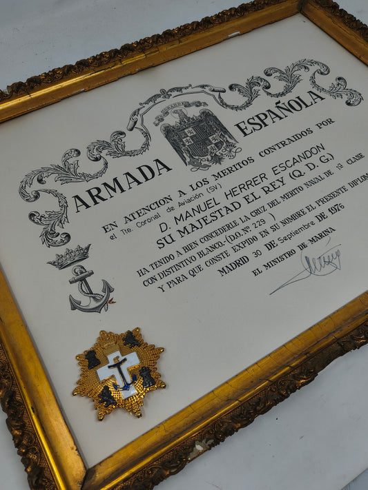 Gran Cruz orden Mérito Naval blanco con diploma