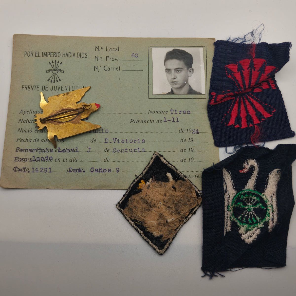 Phalanx Young Lot, ID and Patches . Spain Franco's Period.