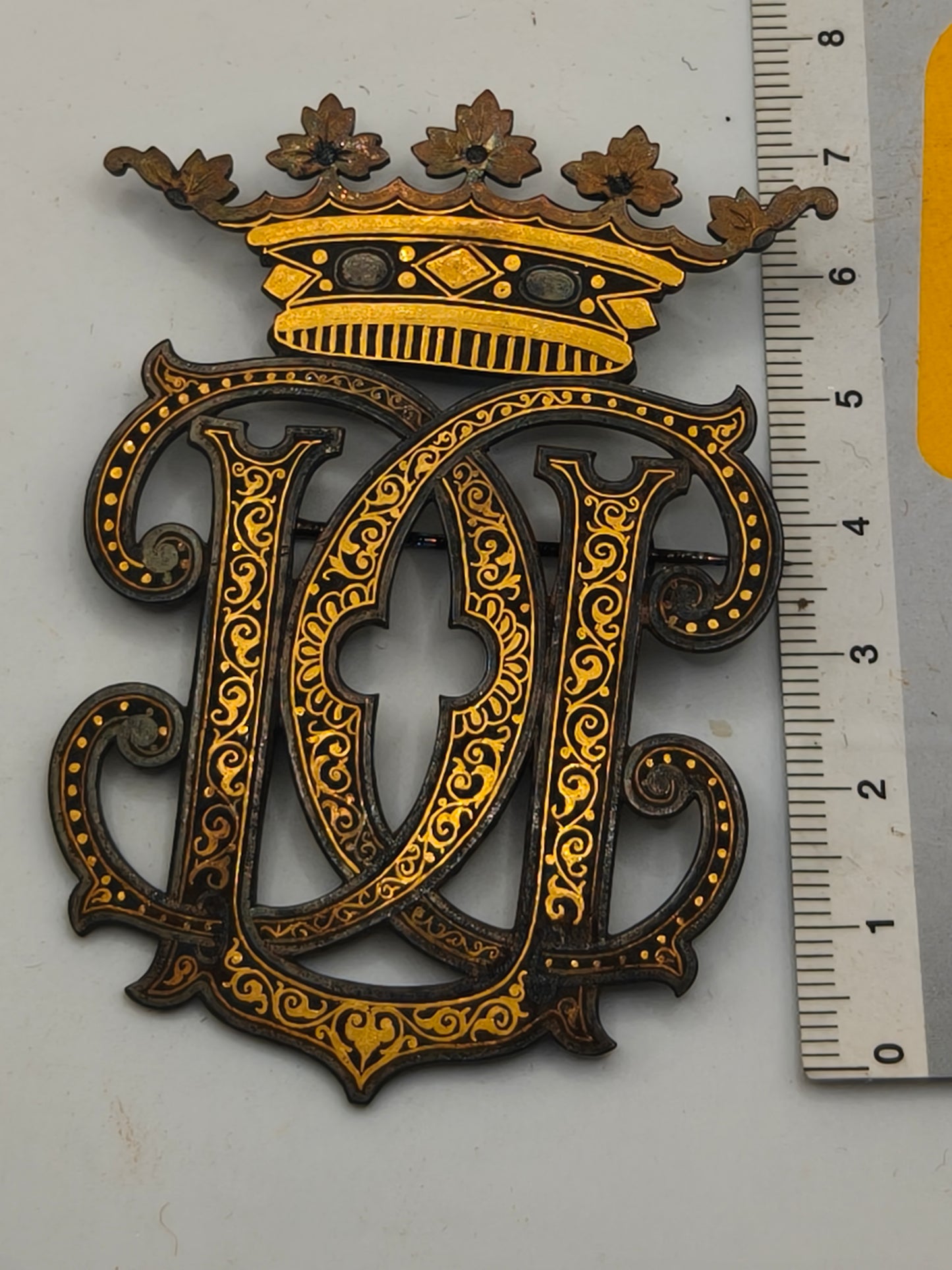 monogram for the Carlist pretender King Carlos V. damascene work. I Carlist War.